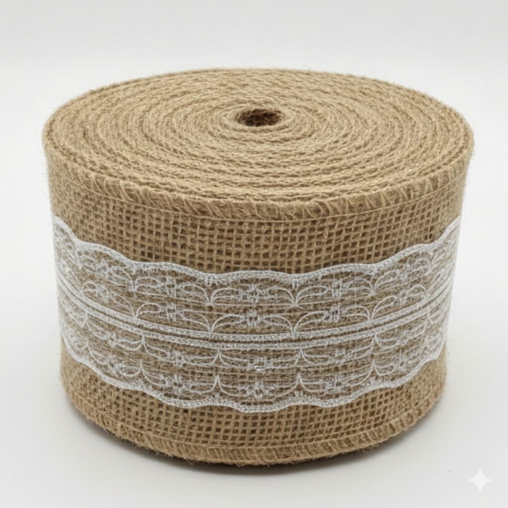 Fita De Juta Com Renda Natural * 8cm * 6cm * 4,5cm /9,5mts Para Artesanato Decoração