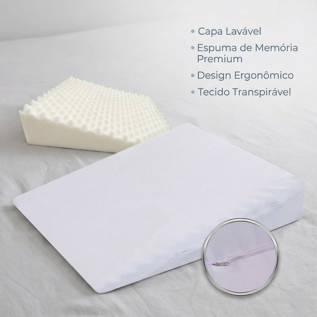 Travesseiro Anti-Refluxo Adulto Rampa Berço Cama Grávida Capa Com Ziper