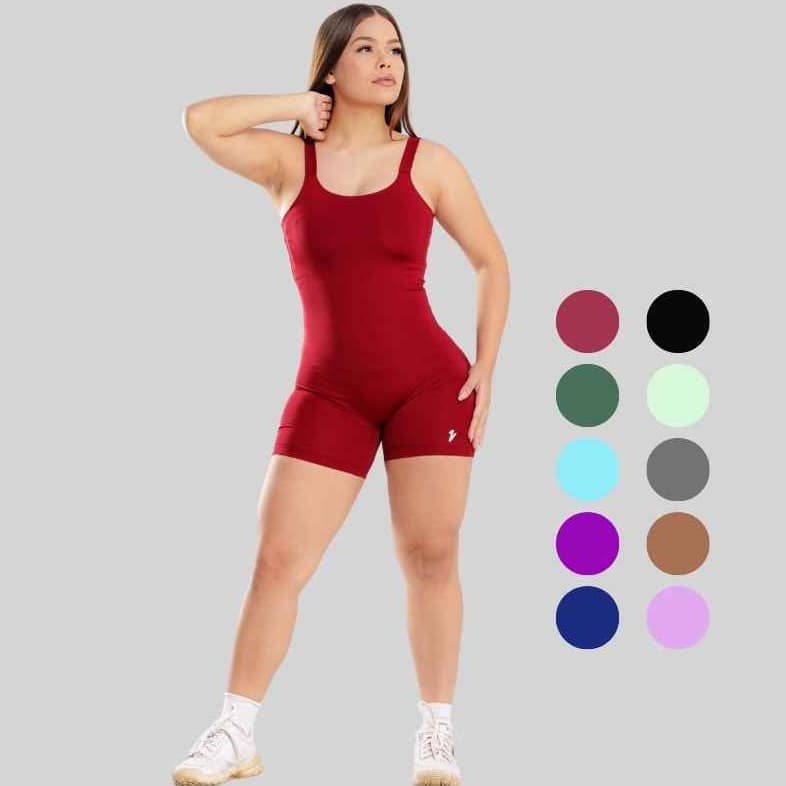 Macaquinho Fitness Blackout Alça larga Slim Sem Transparência Academia