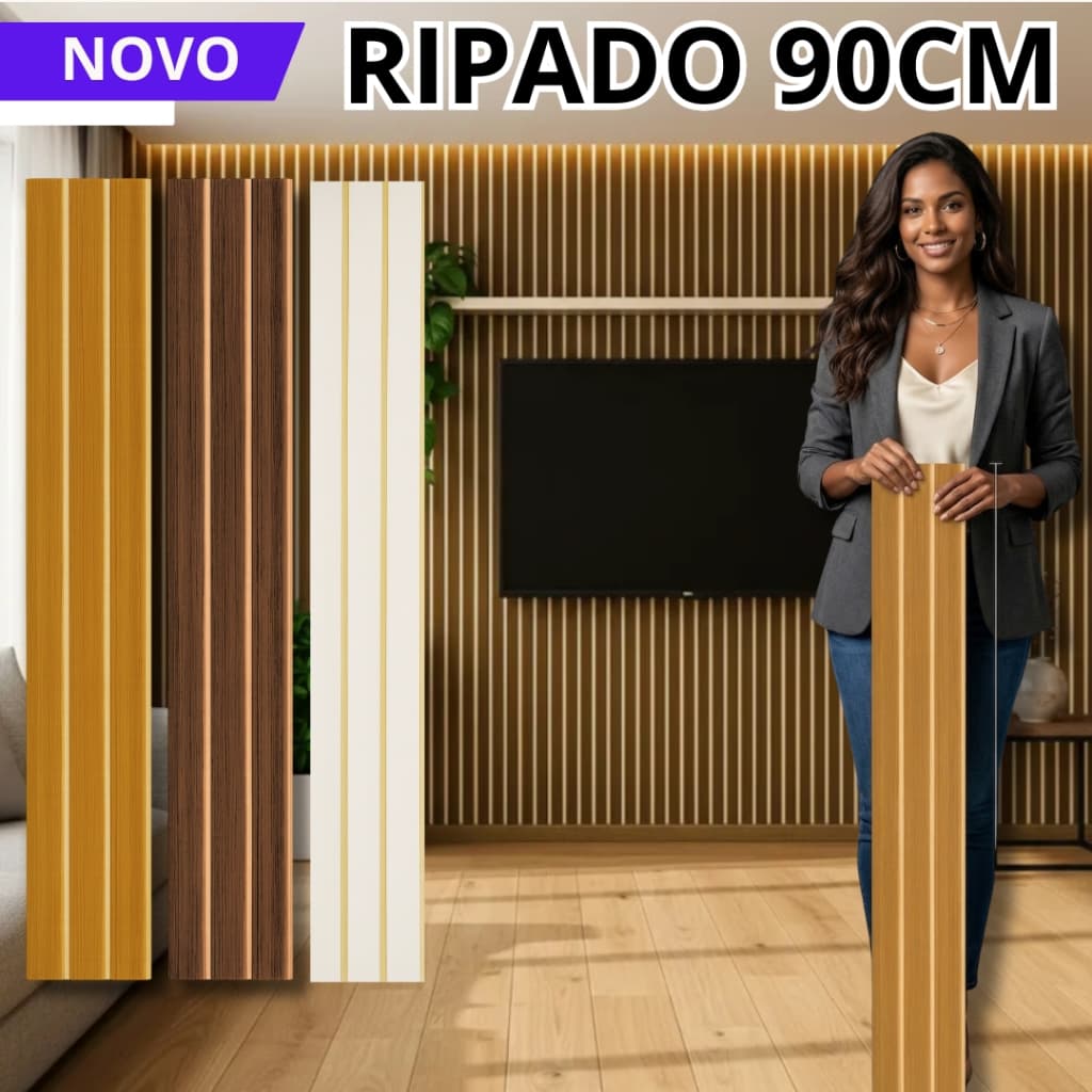 Kit Ripas Grandes 90x11 Painel Ripado Revestimento Placas Decorativas para de Parede Envio Imediato