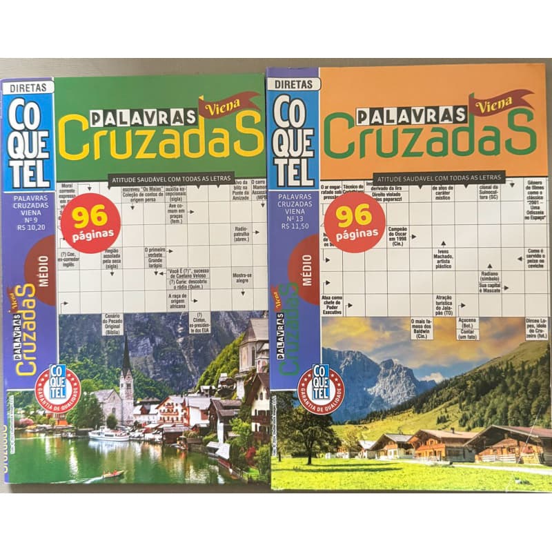 Kit 02 palavras cruzadas- Coquetel, 96páginas cada/Nível Médio- Viena