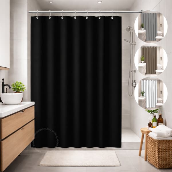 Cortina Box de Banheiro Vinil Lisa Impermeável Antimofo Moderna Com Ganchos Inclusos envio em 24h