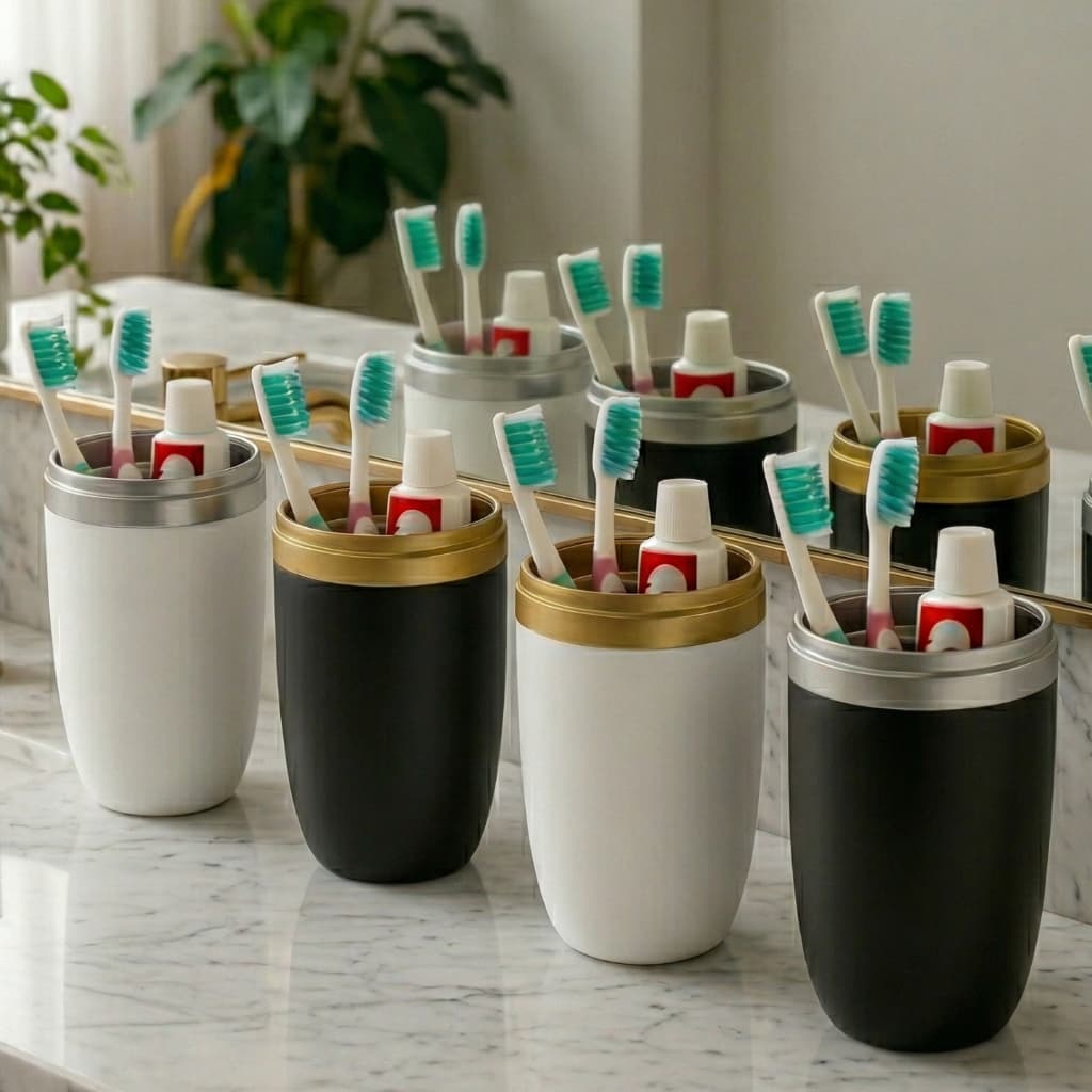 Porta Escova E Pasta Com Tampa Transparente Arthi