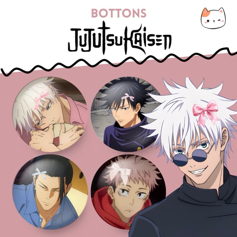 Kit bottons Jujutsu Kaisen coquette tamanho 3,2cm ou 4,4cm broche/buton/boton/pin/anime