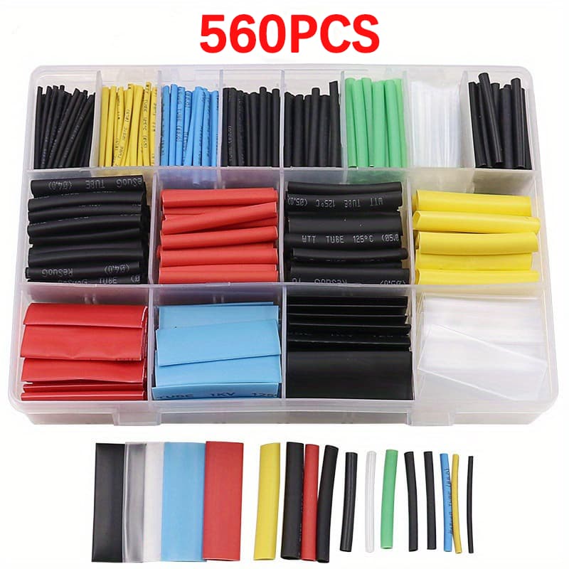 Kit 560 Peças Tubo Termo Retrátil Preto Ou Colorido Emendar Isolar Fios Cabos