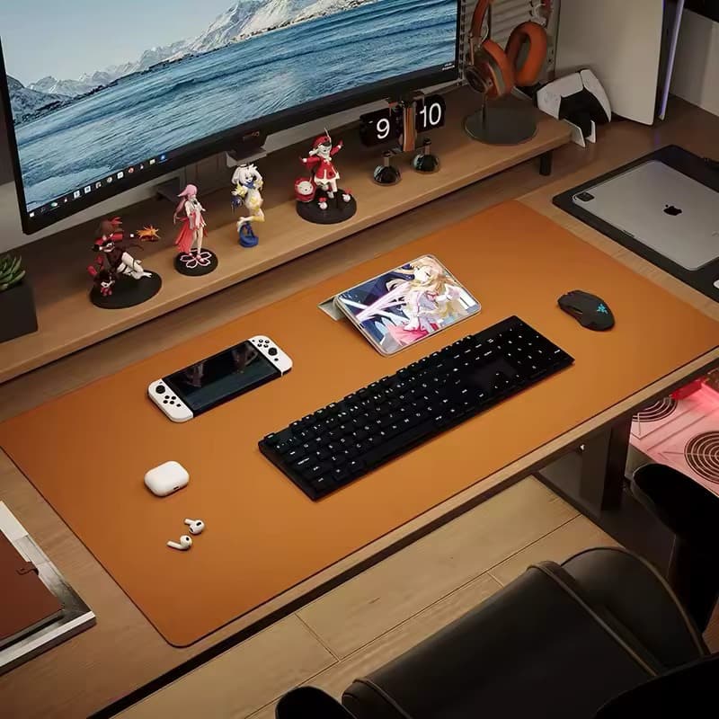 Desk Pad Gigante Couro Borda Costurada Tapete de Mesa Mousepad para Escritório