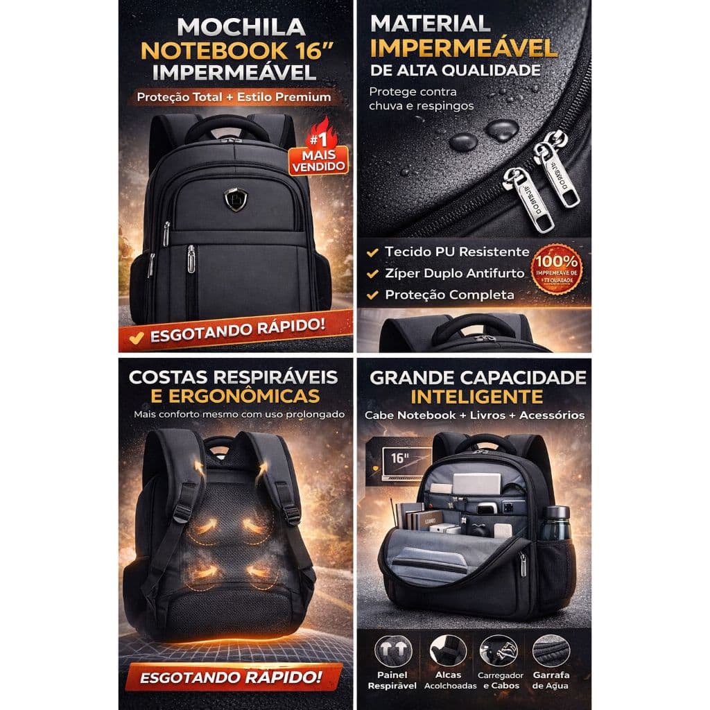 Mochila Masculina Grande Impermeável Reforçada Notebook USB Executiva Trabalho Viagem