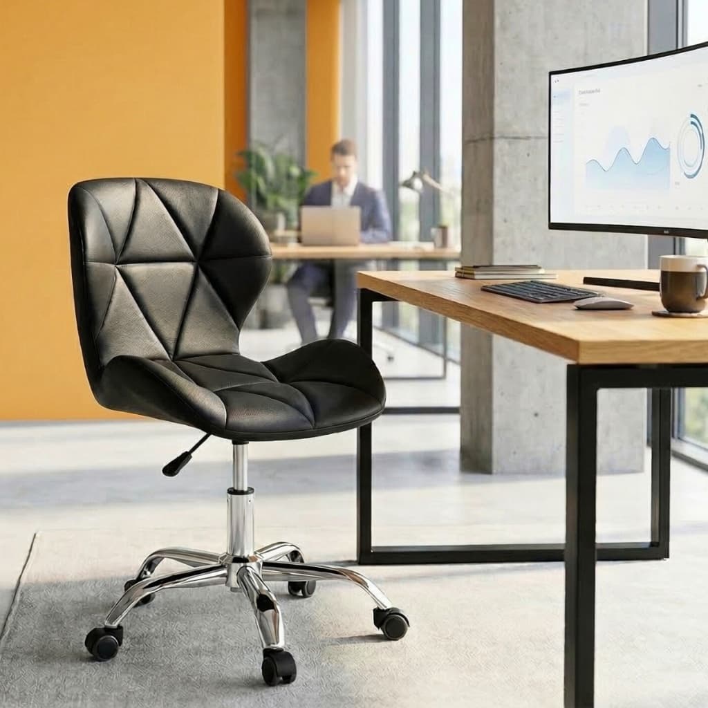 Cadeira Office Eiffel Slim Base Giratória para Escritório Home Office Manicure Penteadeira