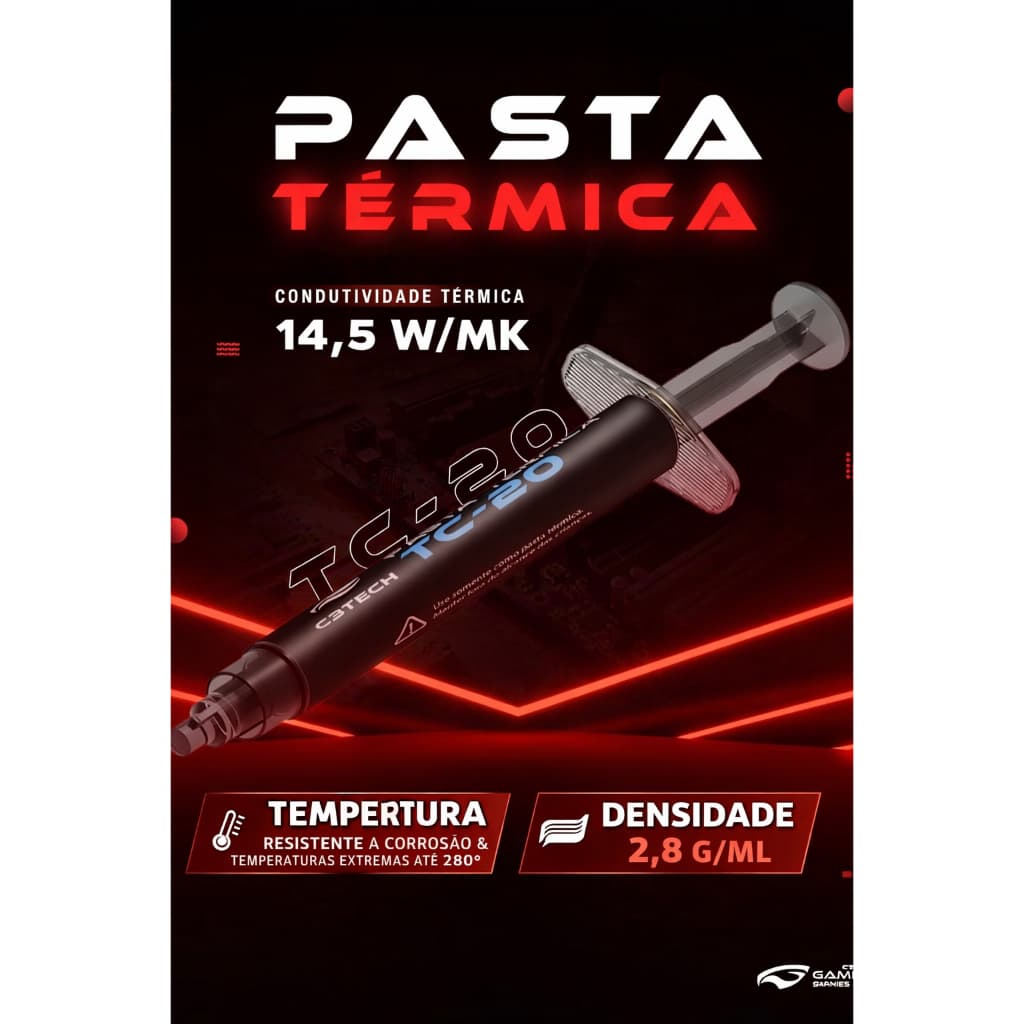 Pasta Térmica 14,5W/mk Ultra Performance 4G TC-20 C3TECH Com Espatula Pincel e Pano umedecido