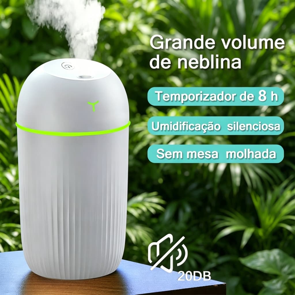 Umidificador De Ar E Aromatizador Climatizador Purificador Aromatizador Ultrassonico Portátil 420ML
