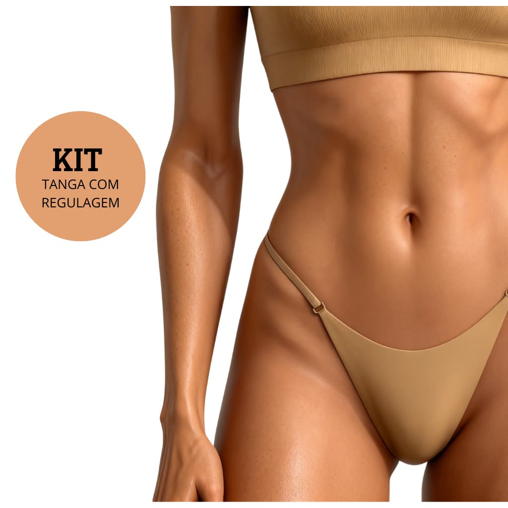 Kit Calcinha Corte A Laser Com Regulagem Tanga Sem Costura Fio Dental Poliamida Não Marca Lingerie