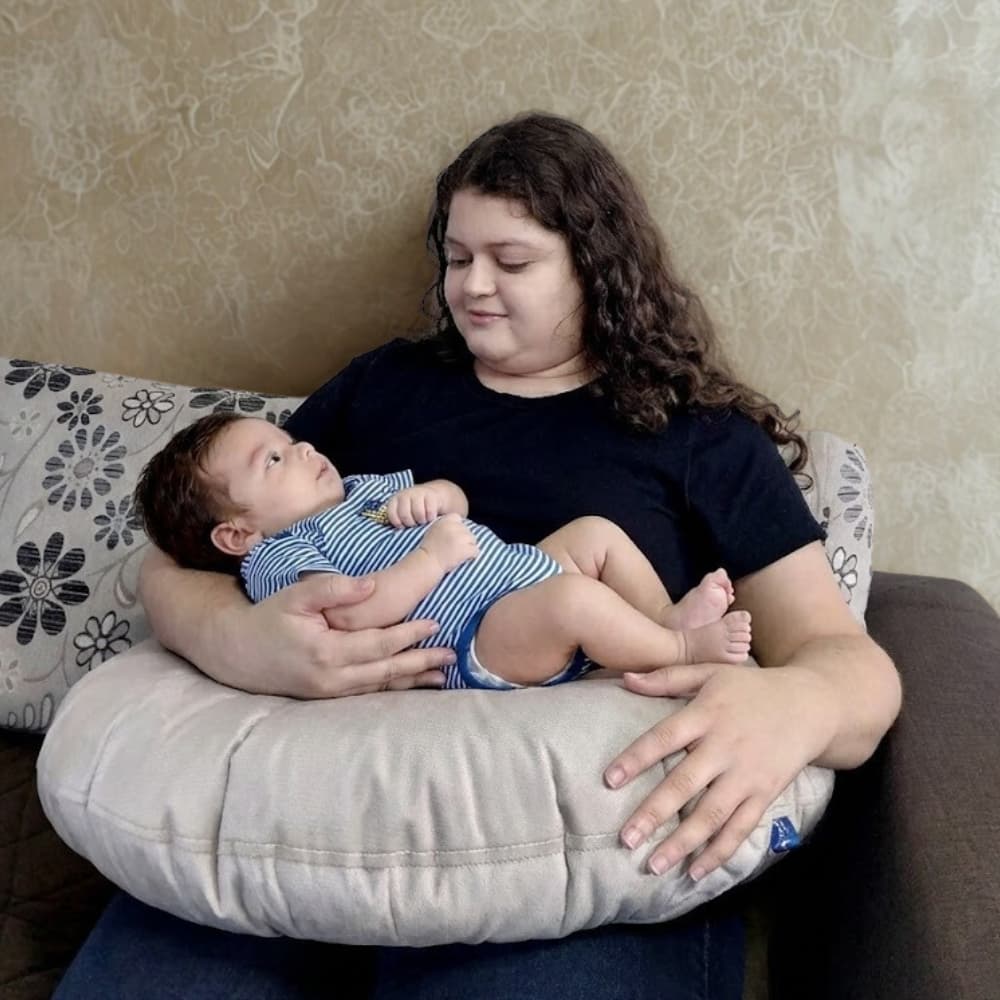 Almofada para Amamentação Ergonômica para Recém-Nascido Tummy Time Firme Densidade Ajustável Personalizável Suede Macio