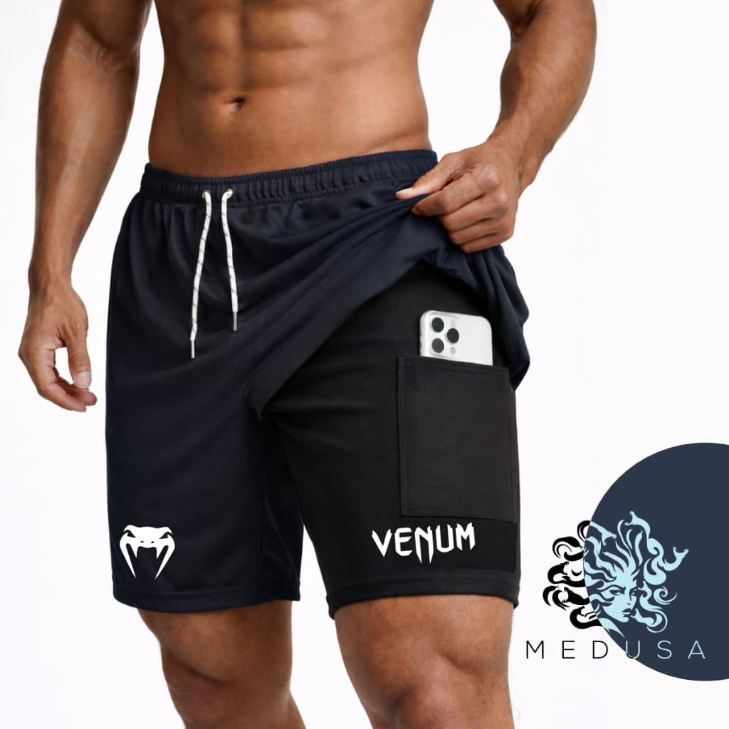 Bermuda De Compressão 2 Em 1 Dry Fit Com Elastano V.NM01 Cobrinha, Ideal Para Treinos, Academia