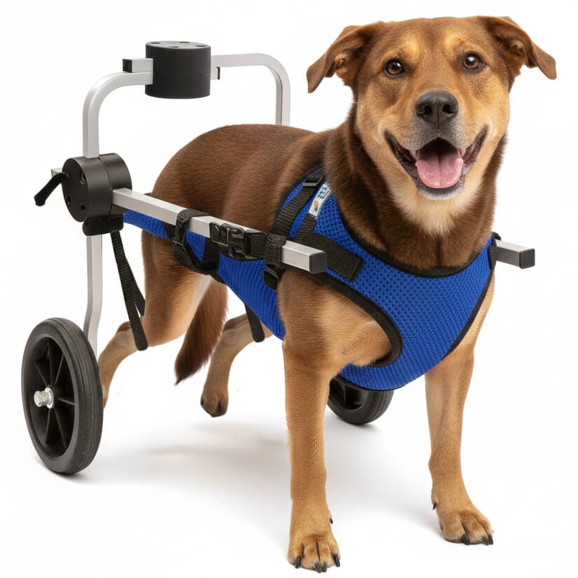 Cadeira 2 Rodas Cachorro Tam G Colete Azul Regulável Paraplegia Traseira Reabilitação