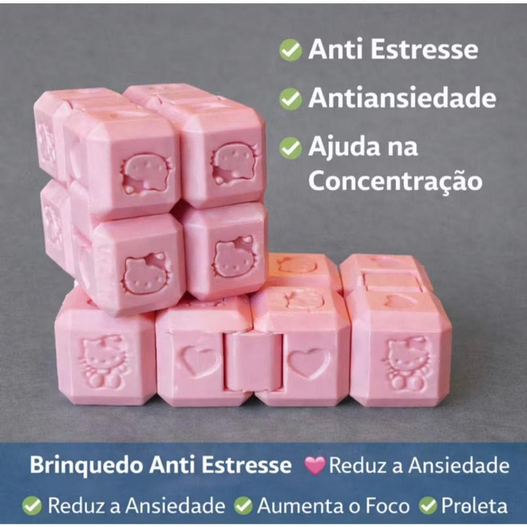 Infinity Cube Hello Kitty - Brinquedo Cubo Infinito Relaxante, Anti Estress, Foco e Concentração
