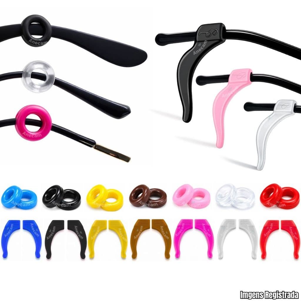 Kit Trava De Orelha Suporte Fixador Não Deixar Cair Oculos Modelos Circular Mais Reto Antiaderente