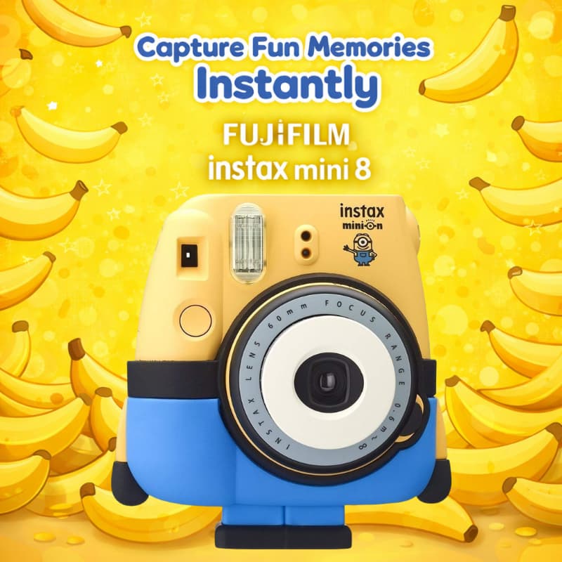 Câmera Instantânea FUJIFILM Instax Mini 8 " Minion "-Capture Momentos Divertidos Com Esta Adorável
