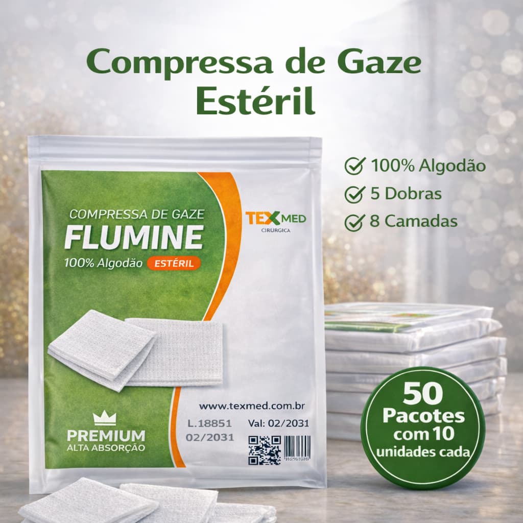 Compressa De Gaze Estéril Pacote Com Kit 500 Unidades Ideal Para Curativo Hospitalar