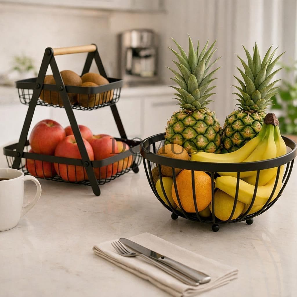 Fruteira de Mesa ou Cesto Multiuso Cesta de metal portátil Organizador para Casa Cozinha Escritório