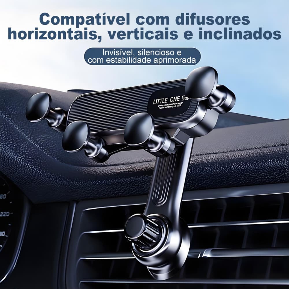 Suporte Veicular Universal | Rotação 360° e Fixação Segura para Qualquer Carro