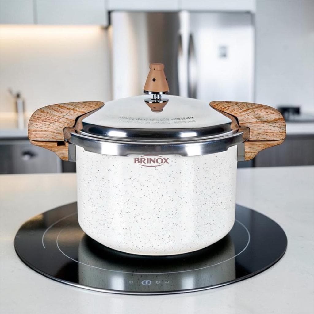 Panela de Pressão Indução Brinox Antiaderente Ceramic Life Pressure 5,4 Litros Vanilla