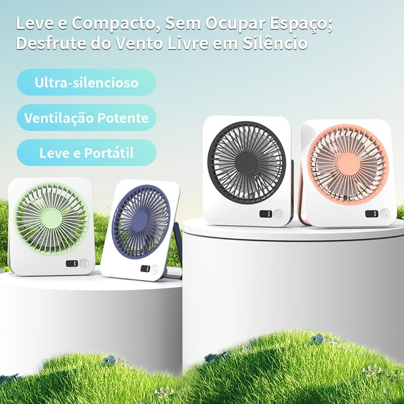 Ventilador de mesa 5 velocidades luminária LED recarregável Mini Fan Portátil Escritório Viagens