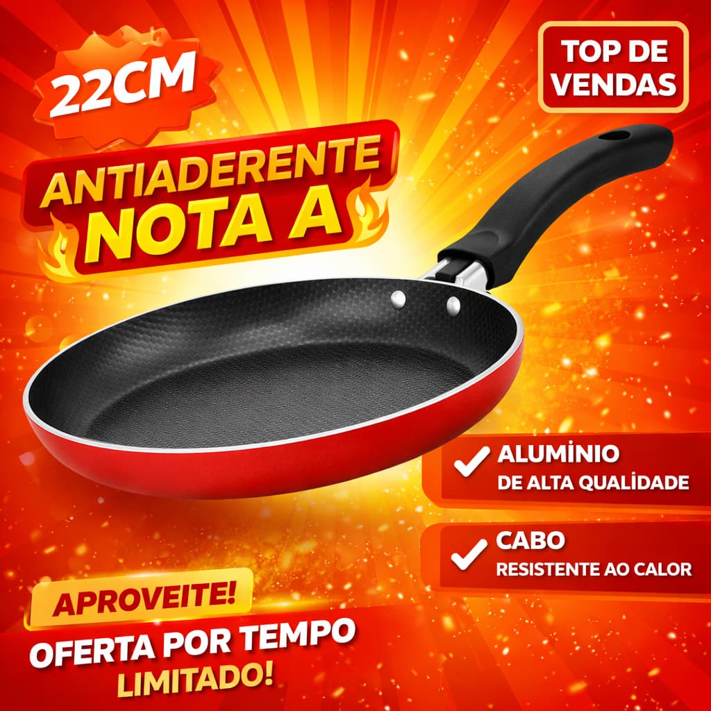 Panquequeira Frigideira Antiaderente Vermelho 22 cm Alegrete