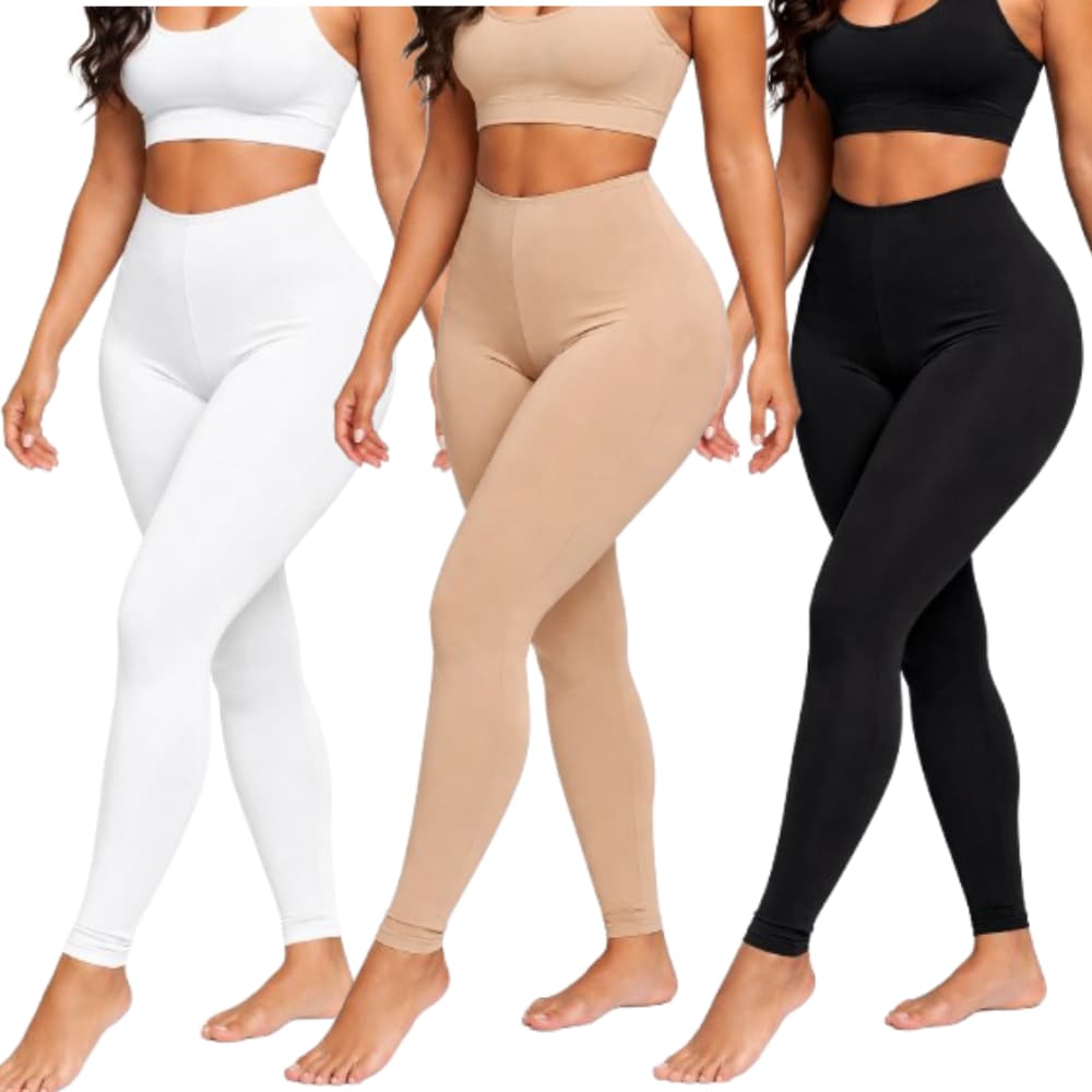 Kit 1 a 3 Calça Anágua Feminina Segunda Pele – Não Marca, Anti Transparência – Branca, Bege e Preta – M G GG