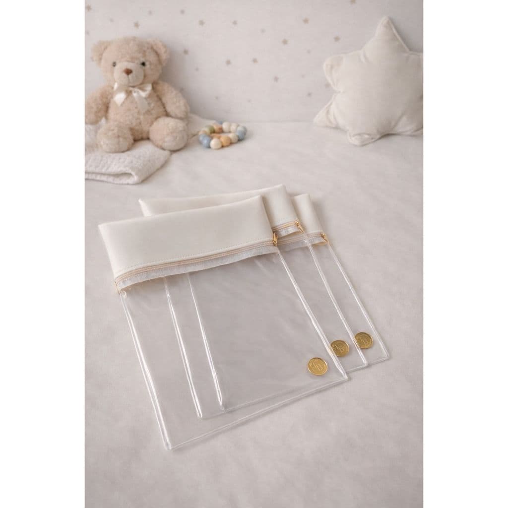 Kit 3 saquinhos organizadores troca maternidade com ziper