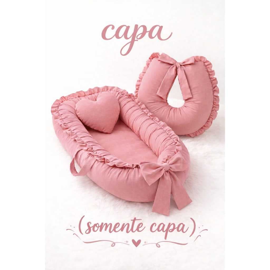 Capas Ninho Redutor de Berço E Almofada De Amamentação Laço E Zíper