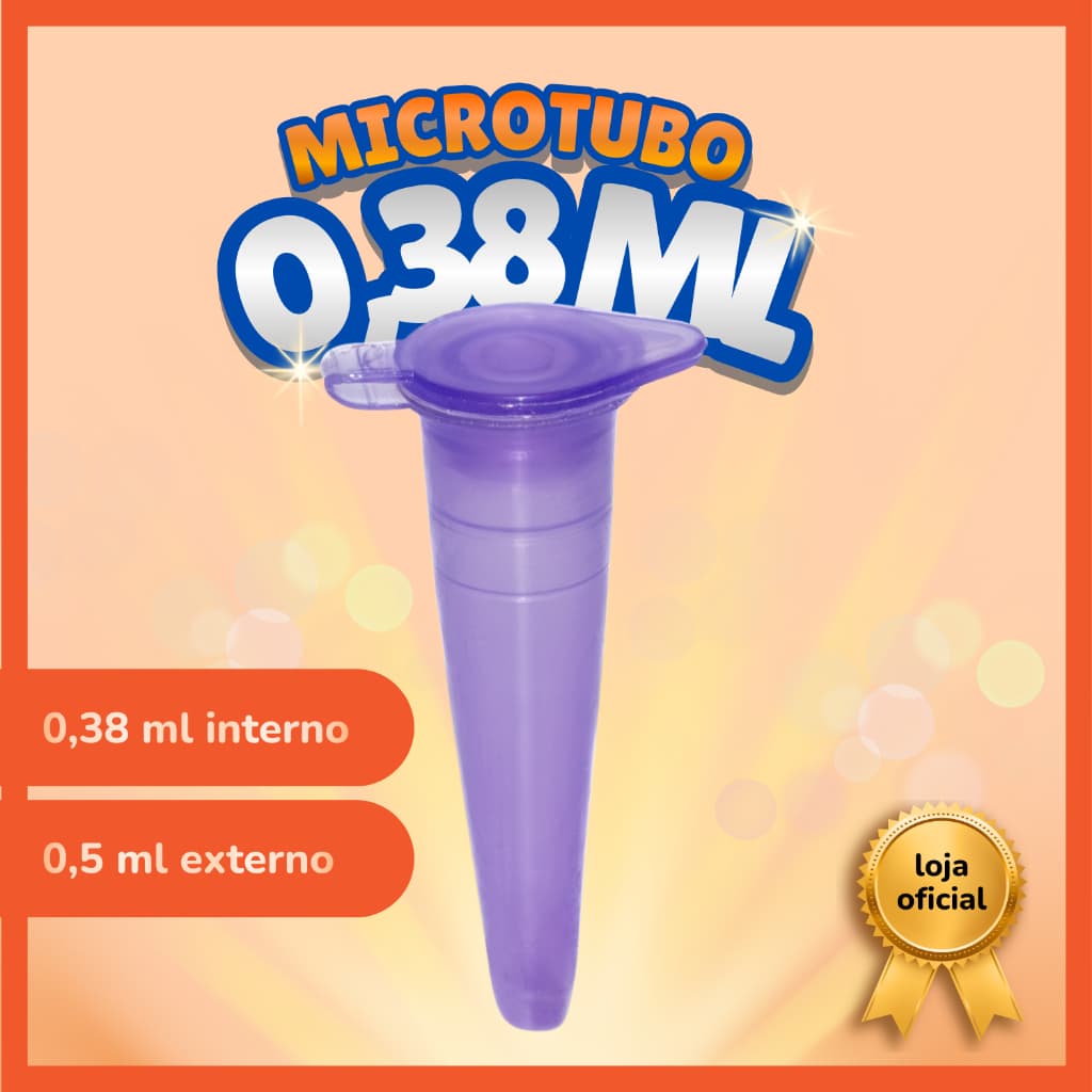 Microtubo Cônico 0,38ml Interno 0,5 Externo Lilas Pacote Com 1000 Unidades