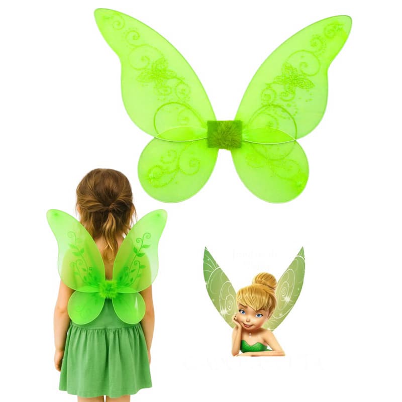 Asa Verde de fada borboleta 52cm para festa fantasia infantil princesa decoracao surpresa