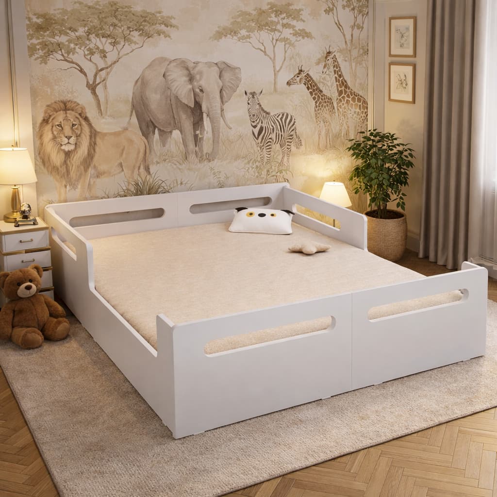 Cama Casal Montessoriana Infantil Baixa e Espaçosa Para Quarto De Crianças