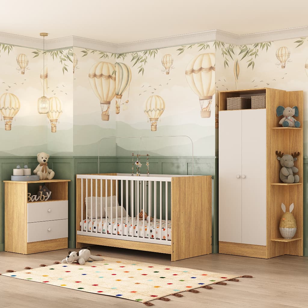 Jogo de Quarto Infantil com Colchão Incluso Trevalla Móveis Pom Pom com colchão