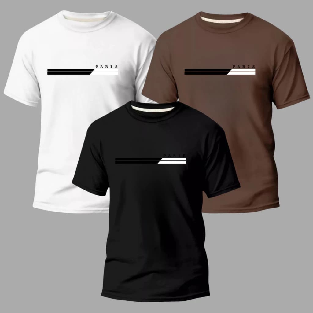 Kit 3 Camisas Unissex Masculina Premium Conforto 100% Algodão Moda Casual Street Paris