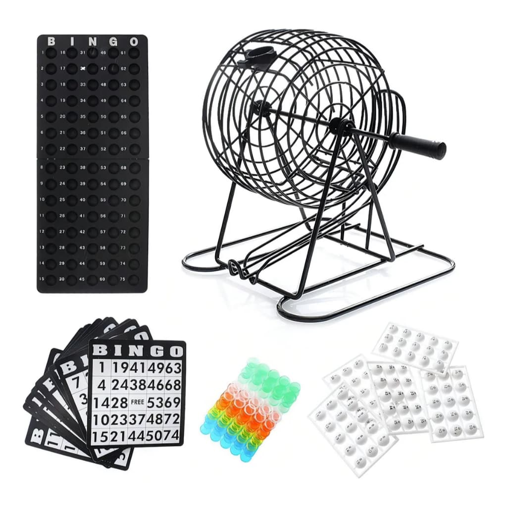 Jogo de Bingo Clássico 75 Bolas Globo Giratório Javick CCL Toys com 18 Cartelas