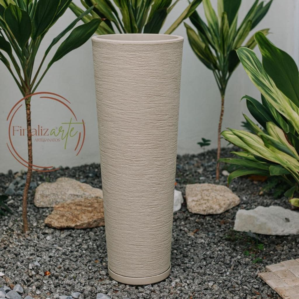 Vaso para Plantas Coluna Ibiza Escovada P 59 cm Com Prato Coletor