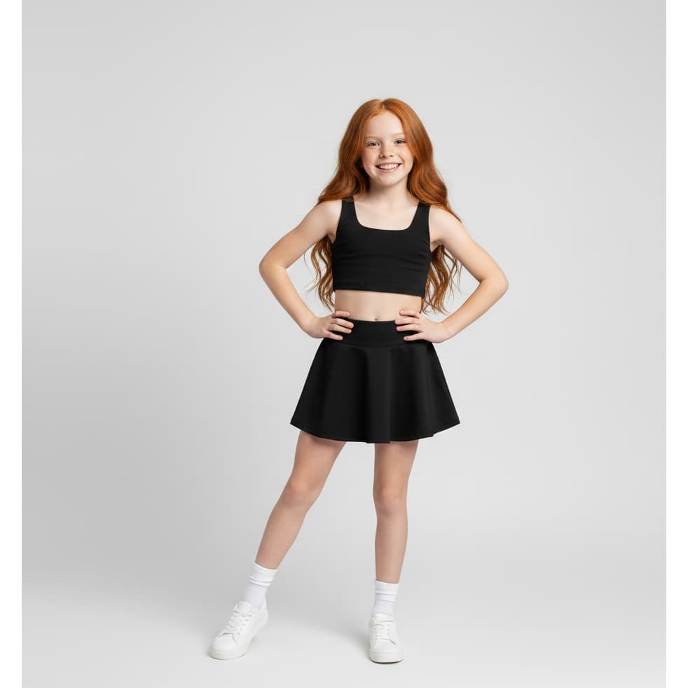 Roupa De Ginástica Infantil Feminina  Fitness Top + Short Saia