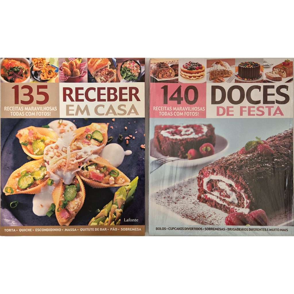 Kit 2 Livros Receitas: 135 Receitas Receber em Casa e 140 Receitas Doces de Festa
