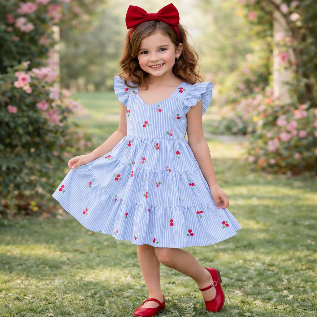 Vestido Infantil Cerejinha e Corações Moda Infantil