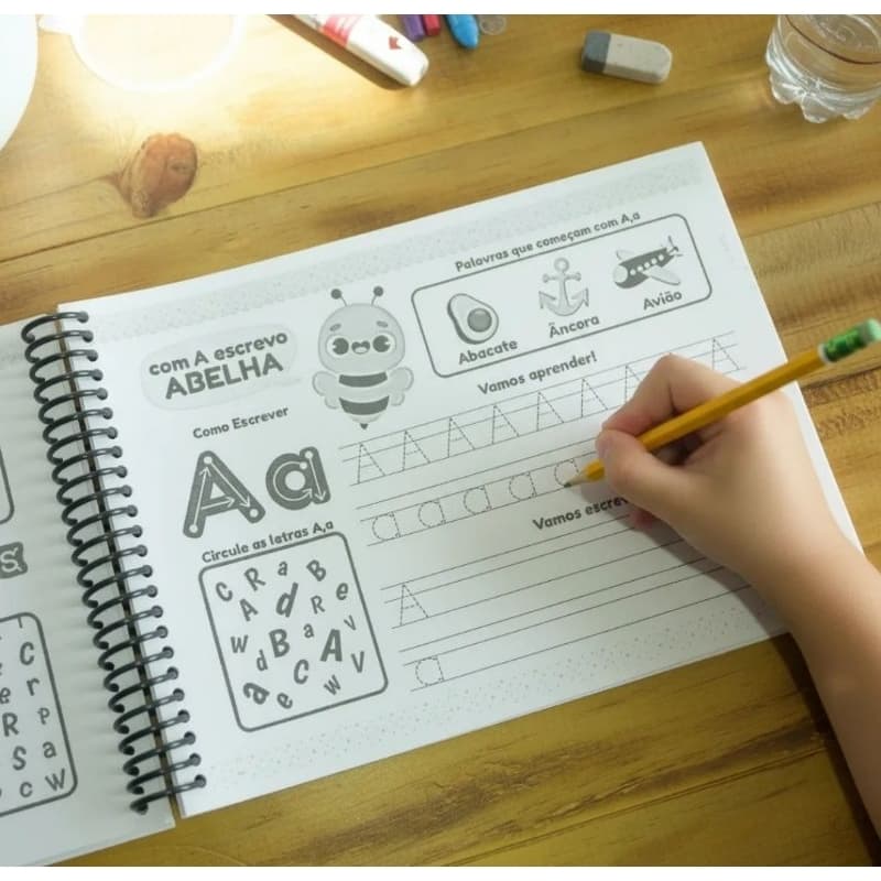 Caderno de Caligrafia infantil alfabetização A a Z + atividades