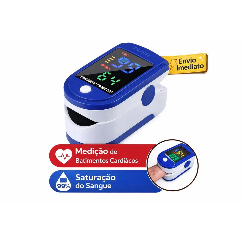 Oximetro Digital De Dedo Medidor De Saturação E Batimentos Cardiacos Portatil Display Led