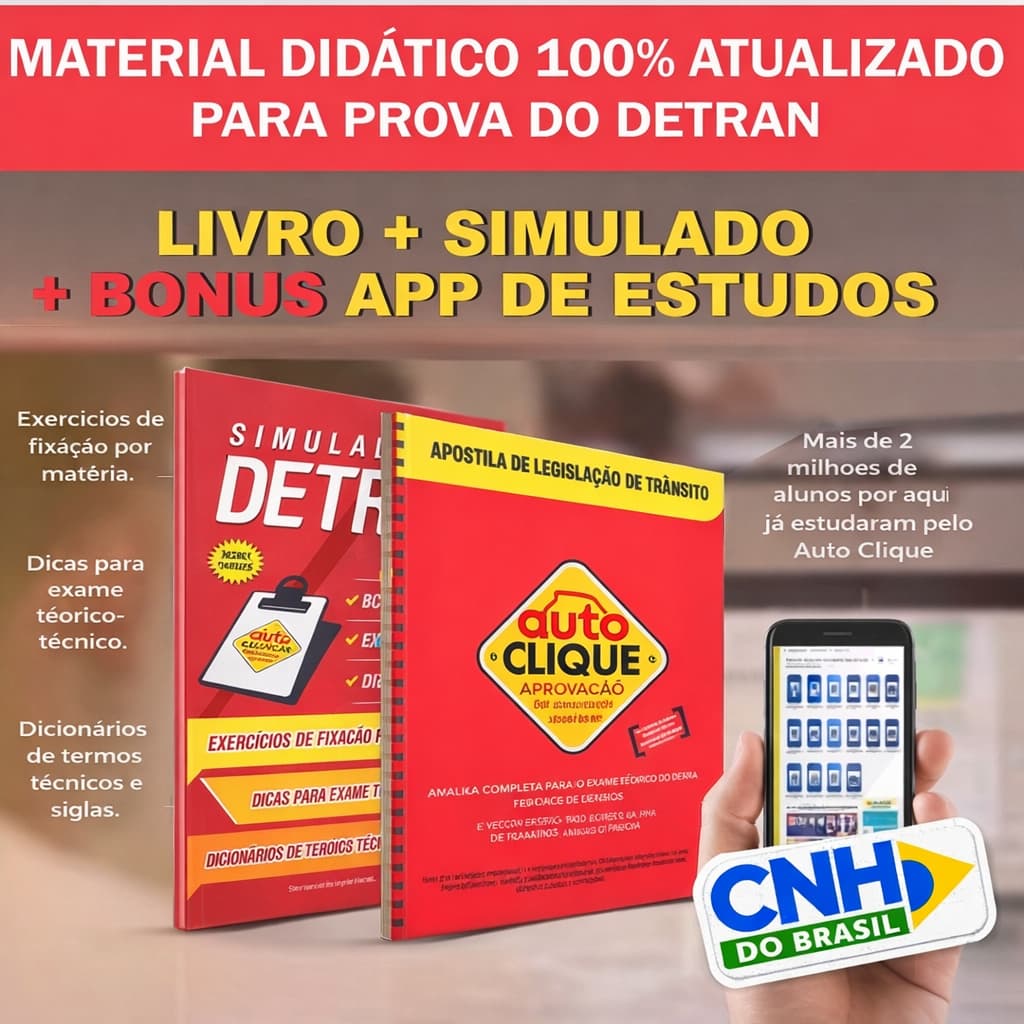 Kit Apostila interativa e App de Estudos  + Simulado interativo com 1200 questões / Passe De Primeira na prova do DETRAN