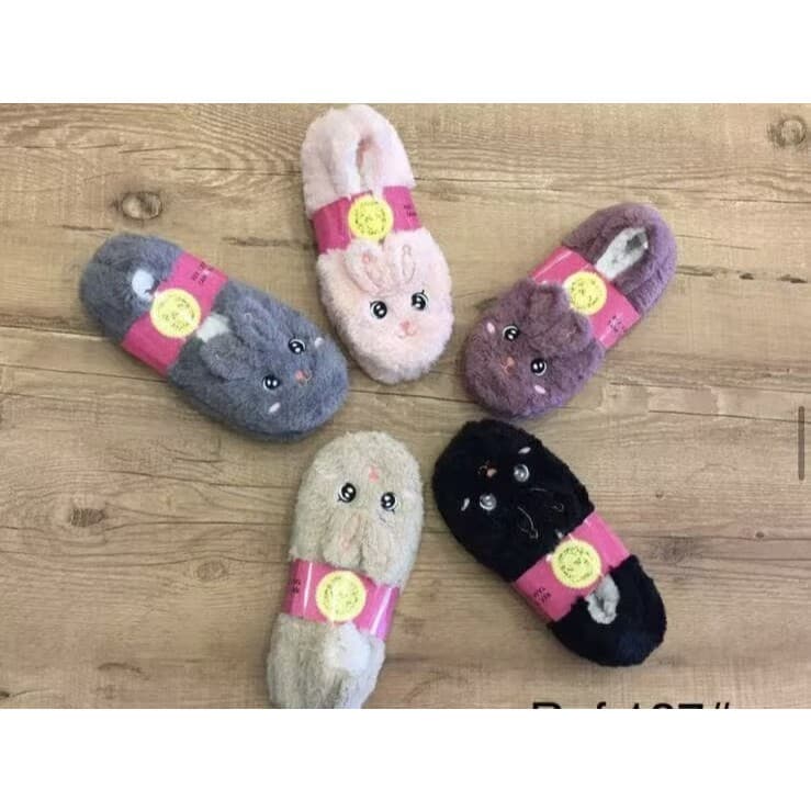 Pantufa de Coelho Fofo de Pelúcia - Antiderrapante e Quente para Inverno