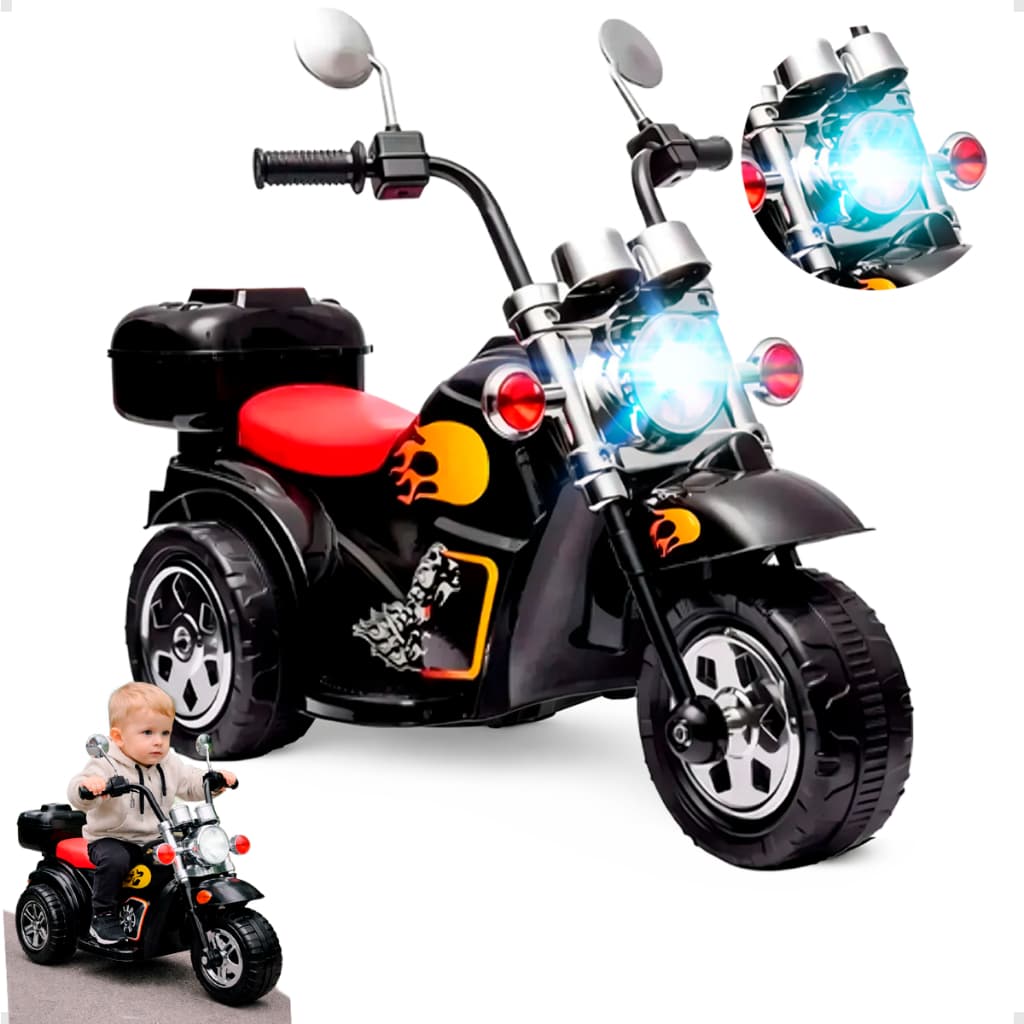 Moto Elétrica Infantil 6V 4Ah – Luzes LED, Som, Rodinhas de Apoio Design Moderno para Menino Menina