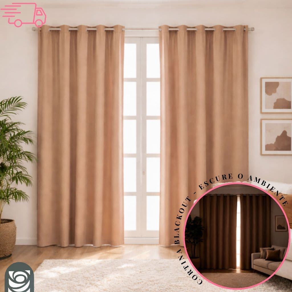 Cortina Blackout PVC Corta 100% a Luz 2,80 m x 2,30 m para Sala, Escritorio, Quarto