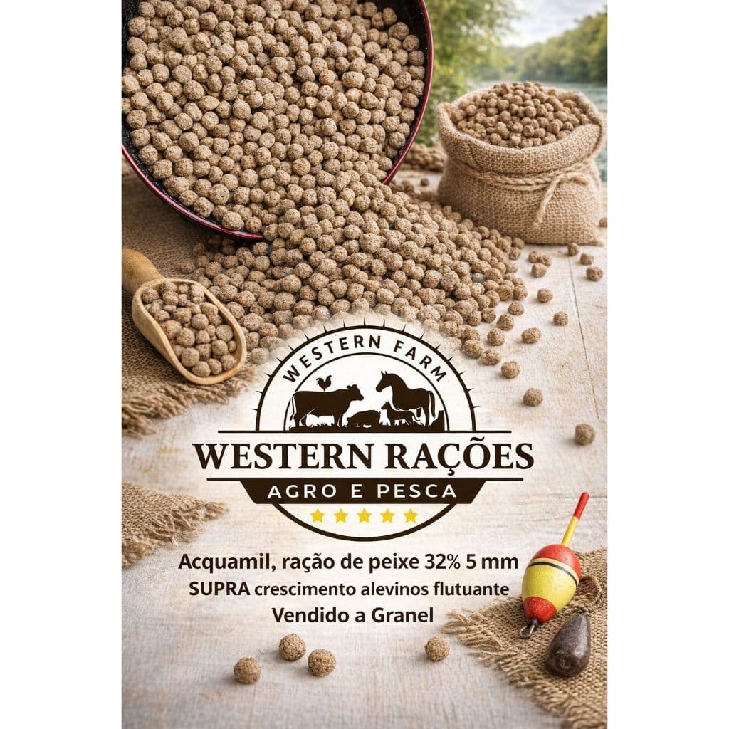 ATÉ 9KG Raçâo Acquamil de Peixe 32% 5 mm - Supra Crescimento Alevinos Flutuante.
