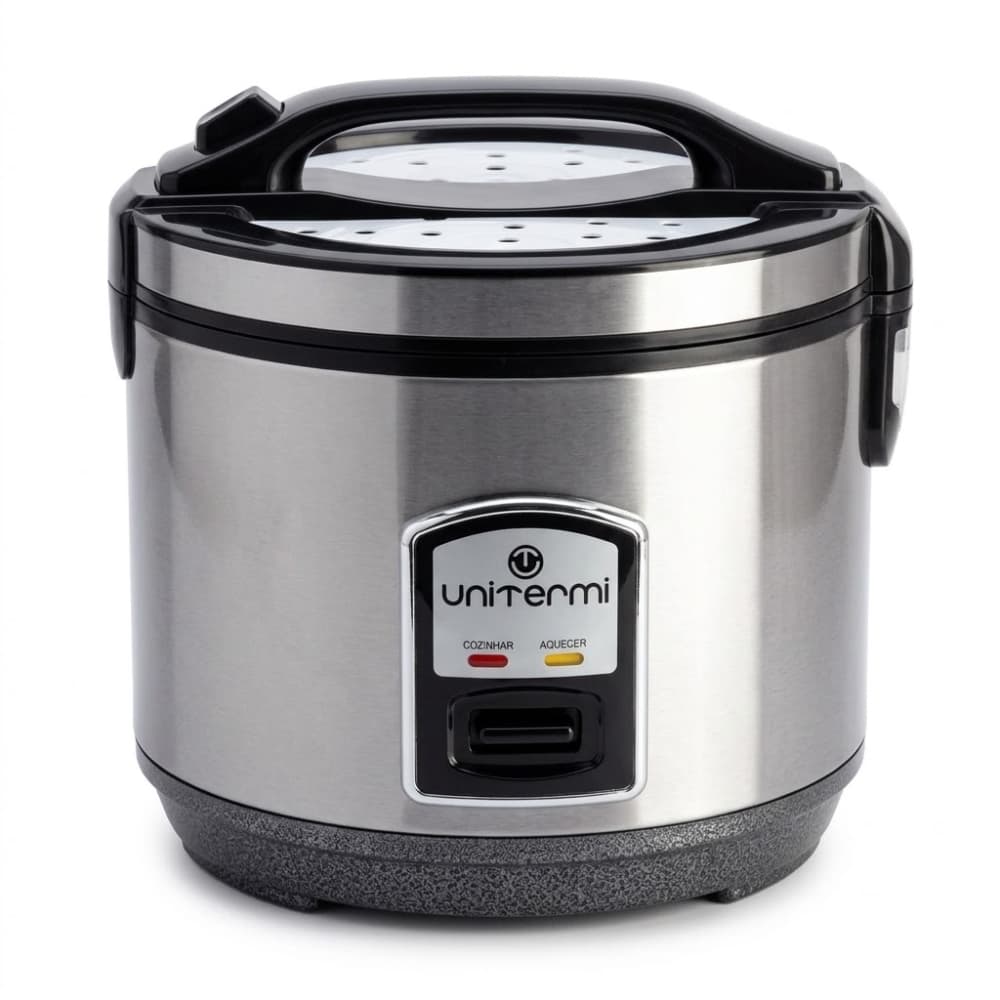 Panela De Arroz Elétrica 10 Xícaras Tampa de Vidro Inox Unitermi 127V ou 220V