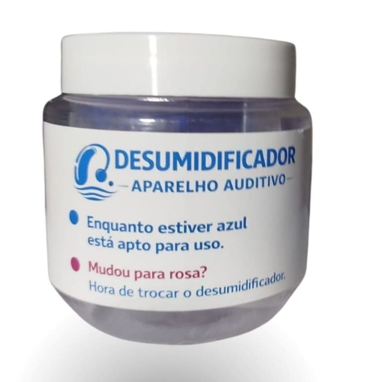 Kit Desumidificador Aparelho Auditivo Sílica Azul + Pote Secagem Anti Umidade Esponja Proteção Limpeza