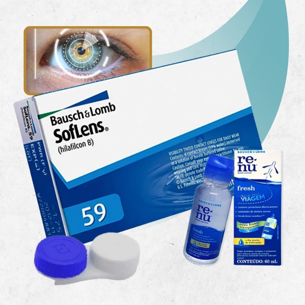 Lente De Contato  Soflens 59 Bausch + Lomb Mensal Com Estojo Miopia-Hipermetropia-Incolor Com Grau